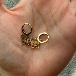 Are You Am I Gold Butterfly Hoop Earrings